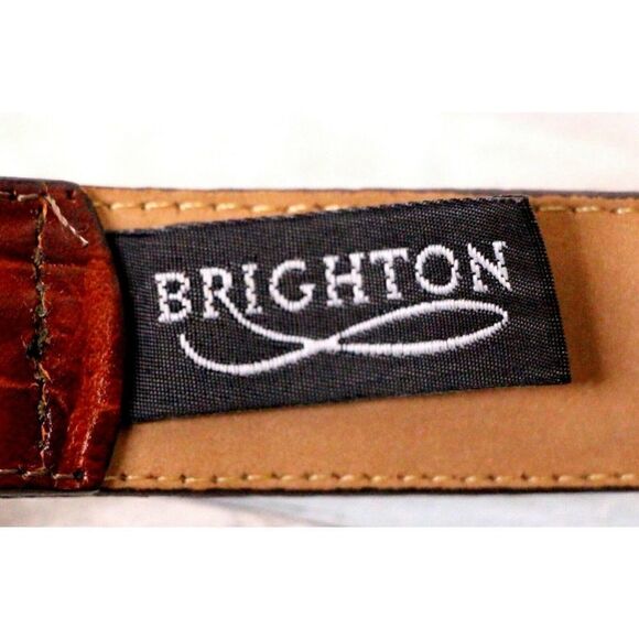 Brighton CROCO EMBOSSED BROWN GENUINE LEATHER 1"Wd CASUAL WOMEN'S BELT Sz M (*16 - Picture 5 of 8